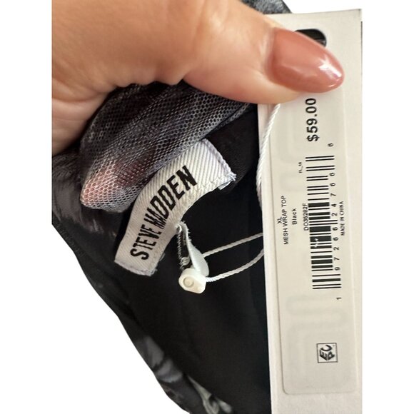 STEVE MADDEN Black Gray Mesh Wrap Top Size XL NEW with tags - Picture 7 of 7